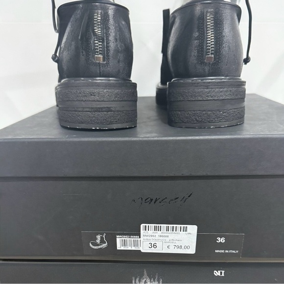 MARSELL PARRUCCA NABUCK LEATHER ZIPPED COMBAT BOOTS BOOTIES BLACK SIZE 6 NEW - Picture 15 of 16
